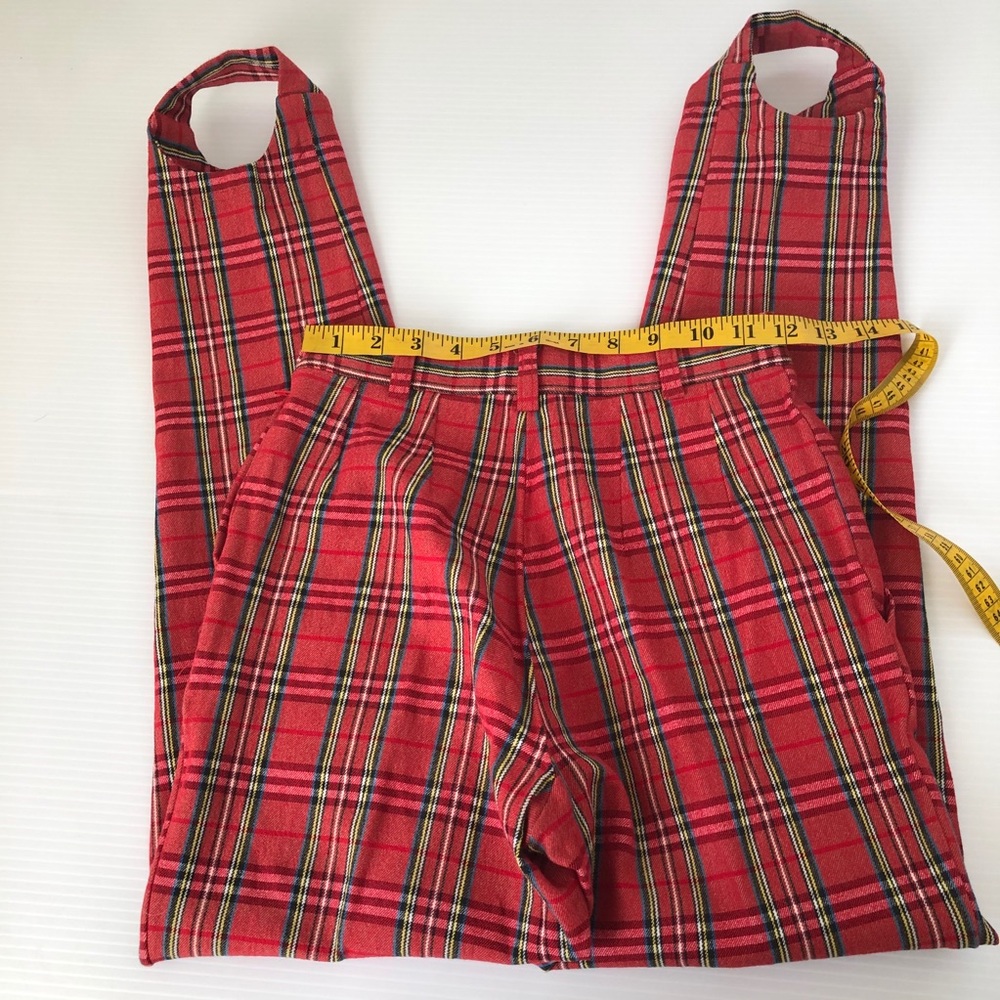 Vintage 90’s Red Plaid Stirrup Pants, 24* - Picture 4 of 12